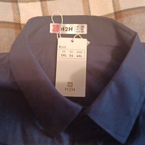 Mens H2H dark navy blue casual shirt. SZ 2XL